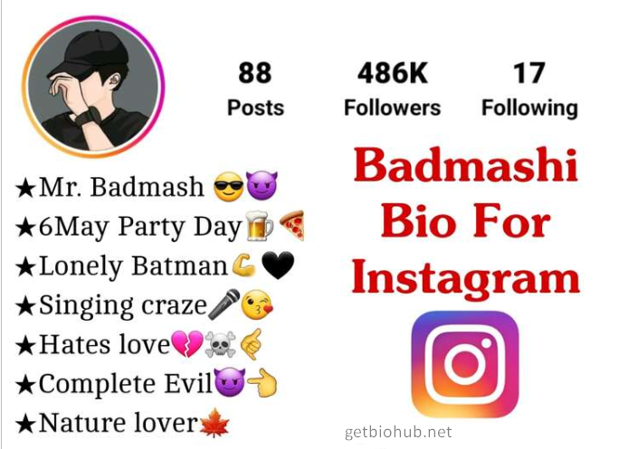 Badmashi Bio Ideas for Instagram - Bold and Unique Bio Options